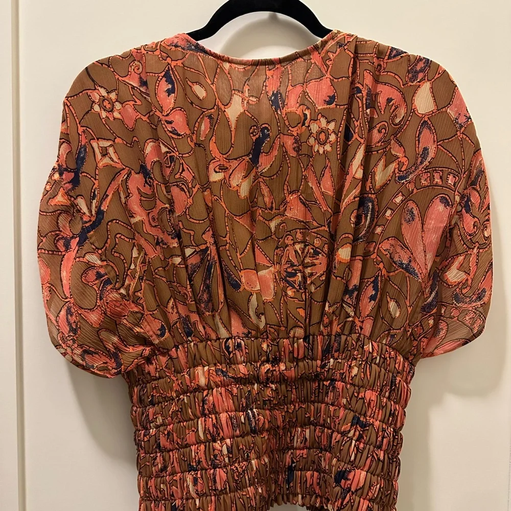 A.L.C. Brown and Pink Floral Blouse - Picture 2 of 4